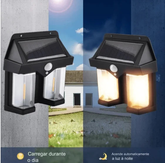 Luminaria dupla led Luz Solar Externa À Prova D'água