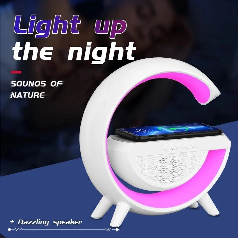 Luminária Rgb Caixa Som G Speaker Carregador Indução