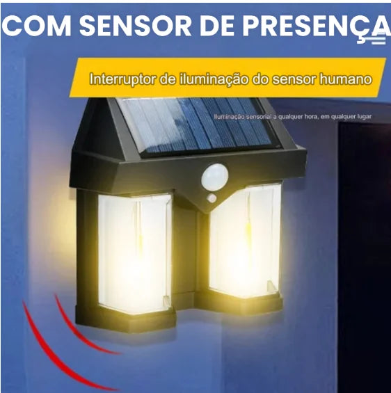 Luminaria dupla led Luz Solar Externa À Prova D'água