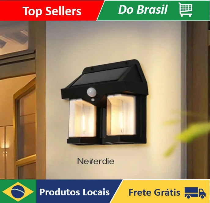 Luminaria dupla led Luz Solar Externa À Prova D'água