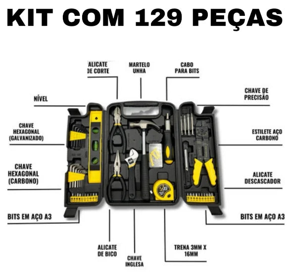 Jogo De Ferramentas Kit 129 Peças