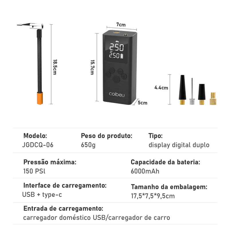 Mini compressor de ar portátil automotivo